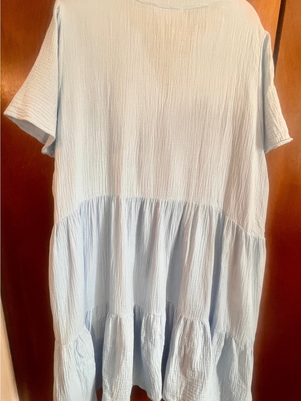 Lucky Brand Light Blue Gauze Tiered Tunic - Picture 4 of 6